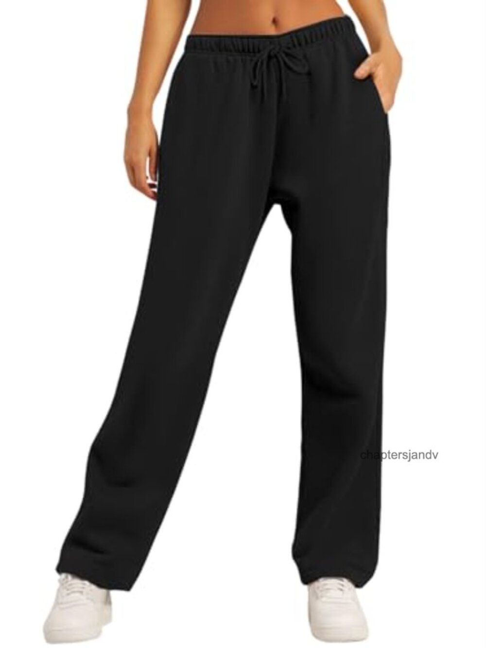 AUTOMET Women's Fleece Lined Straight Leg Sweatpants Lounge Pants High Waisted